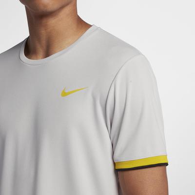 Nike Mens Court Dry Tennis Top - Vast Grey/Bright Citron - main image