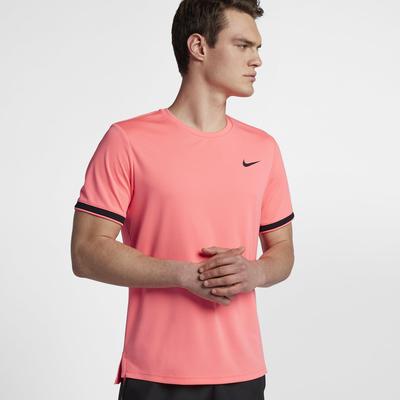 Nike Mens Court Dry Tennis Top - Lava Glow/Black - main image