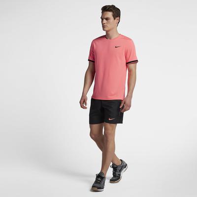 Nike Mens Court Dry Tennis Top - Lava Glow/Black