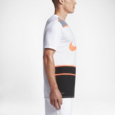 Nike Mens Dry Tennis T-Shirt - White/Bright Mango - main image