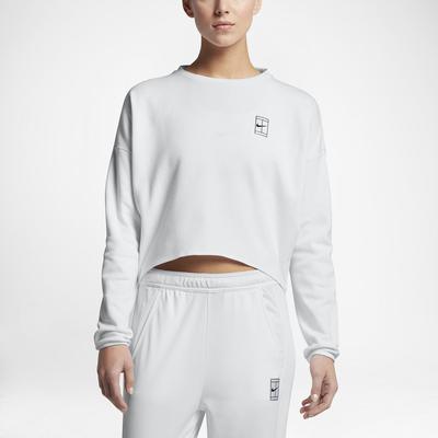 Nike Womens Long-Sleeve Cropped Tennis Top - White - main image
