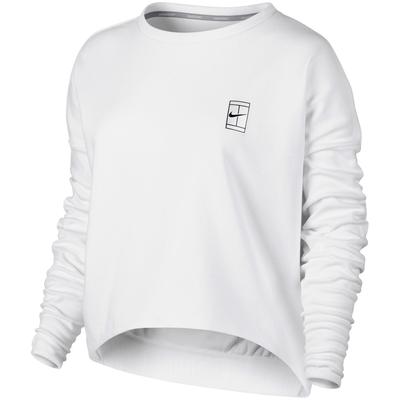 Nike Womens Long-Sleeve Cropped Tennis Top - White - main image