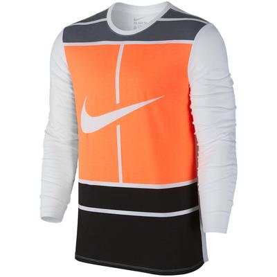 Nike Mens Practice Tennis Top - White/Bright Mango - main image