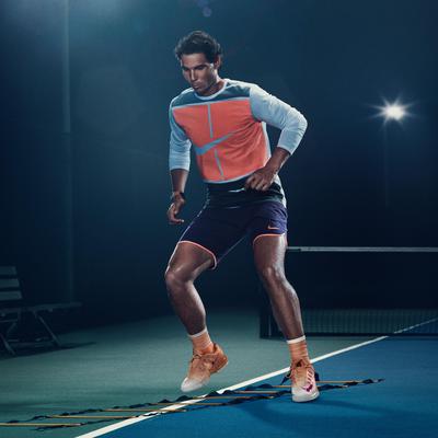 Nike Mens Practice Tennis Top - White/Bright Mango - main image