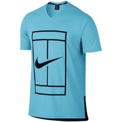 Nike Mens Court Dry Tennis Tee - Vivid Sky Blue/Black - main image
