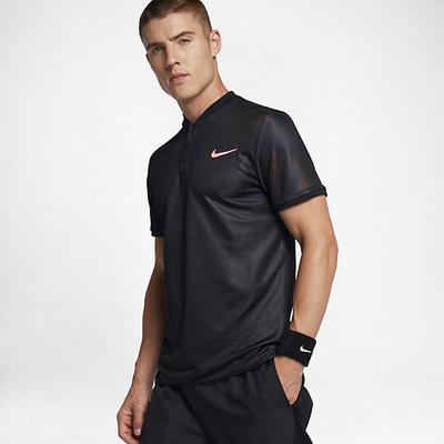 Nike Mens Dry Advantage Tennis Polo - Black/Hot Punch - main image