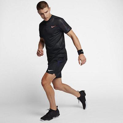 Nike Mens Dry Advantage Tennis Polo - Black/Hot Punch - main image