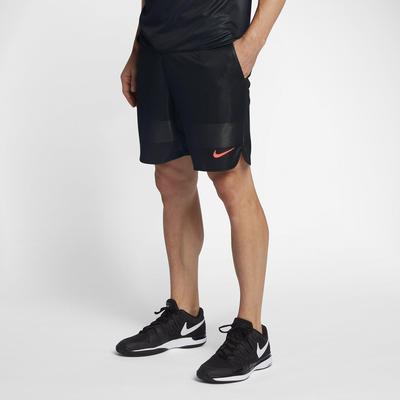Nike Mens Court Tennis Shorts - Black/Hot Punch - Tennisnuts.com