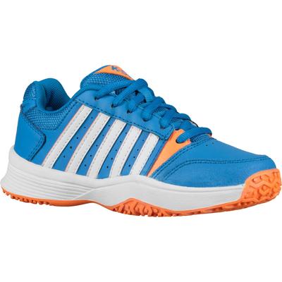 K-Swiss Kids Smash Omni Tennis Shoes [Sizes: J3-5.5] - Bright Blue/White/Neon Orange