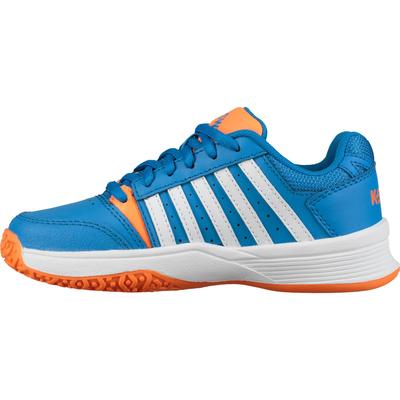 K-Swiss Kids Smash Omni Tennis Shoes [Sizes: J3-5.5] - Bright Blue/White/Neon Orange - main image