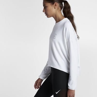 Nike Womens Dri-FIT Long Sleeve Tennis Top - White - main image