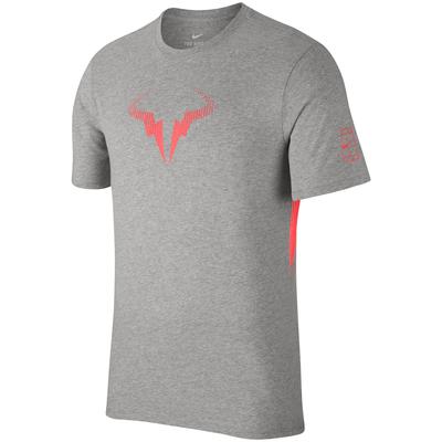 Nike Mens Rafa T-Shirt - Dark Grey Heather/Hot Punch - main image