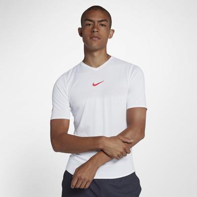 Nike Mens AeroReact Rafa Top - White/Habanero Red - main image