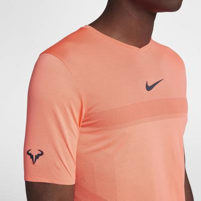 Nike Mens AeroReact Rafa Top - Hyper Crimson/Bright Mango - main image