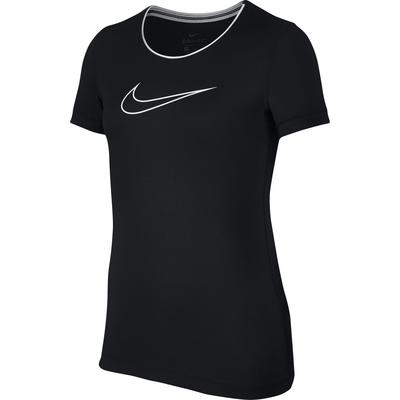 Nike Girls Pro Short Sleeve Top - Black/White - main image