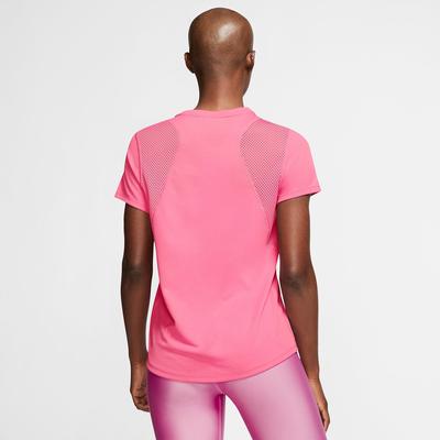 Nike Womens Run Short Sleeve Top - Pink - Tennisnuts.com