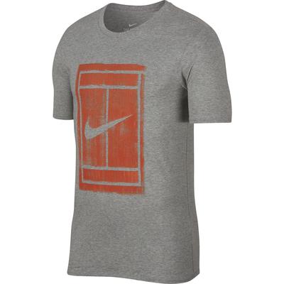 Nike Mens Court Graphic T-Shirt - Dark Grey Heather/Vintage Coral - main image