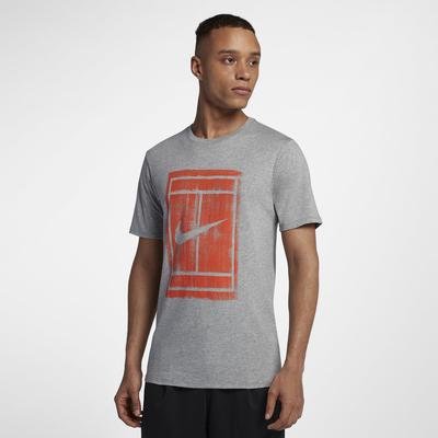Nike Mens Court Graphic T-Shirt - Dark Grey Heather/Vintage Coral - main image
