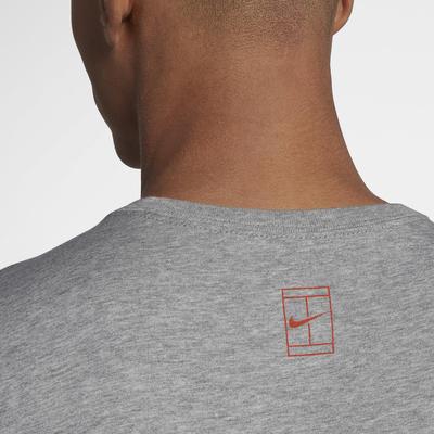Nike Mens Court Graphic T-Shirt - Dark Grey Heather/Vintage Coral - main image