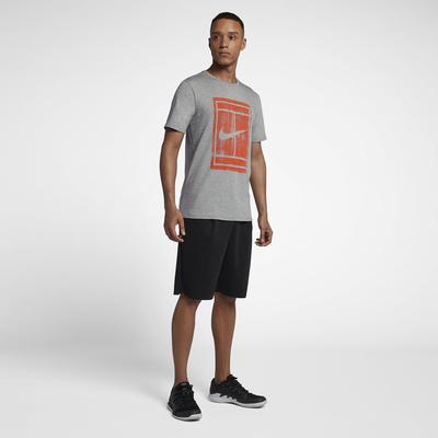 Nike Mens Court Graphic T-Shirt - Dark Grey Heather/Vintage Coral - main image