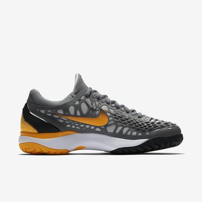Nike Mens Zoom Cage 3 Tennis Shoes - Cool Grey/Laser Orange