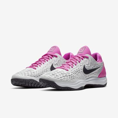 Nike Mens Zoom Cage 3 Tennis Shoes - Platinum Tint/Laser Fuchsia/Thunder Grey - main image