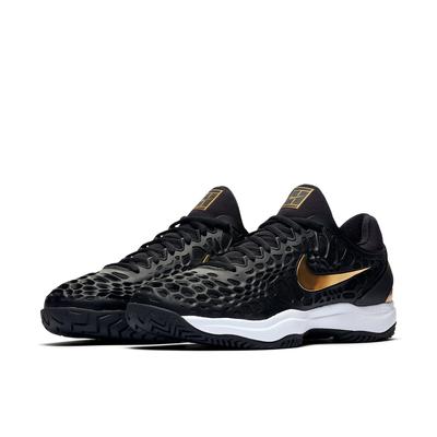 Nike Mens Zoom Cage 3 Tennis Shoes - Black/Metallic Gold