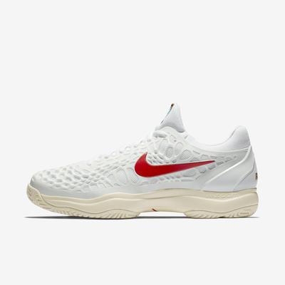Nike Mens Zoom Cage 3 Rafa Tennis Shoes - White/Light Cream/Red