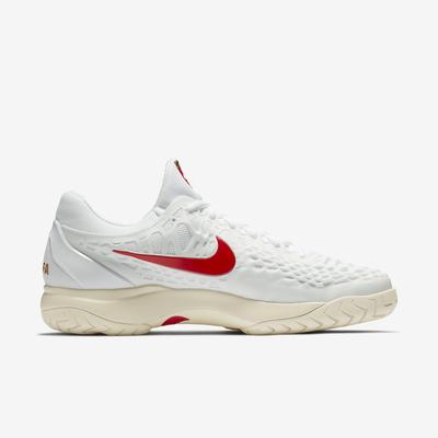 Nike Mens Zoom Cage 3 Rafa Tennis Shoes - White/Light Cream/Red - main image