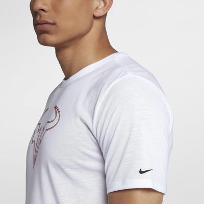 Nike Mens Dry Rafa T-Shirt - White/Habanero Red