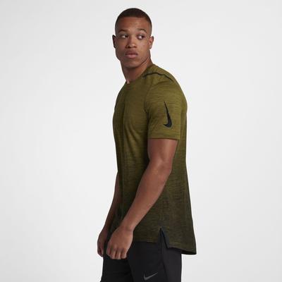 Nike Mens Short Sleeve Training Top - Olive Flak/Black/Hyper Cobalt - main image