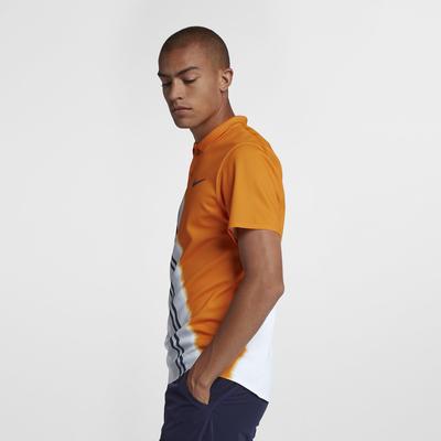 Nike Mens Advantage Tennis Polo - Orange Peel/White
