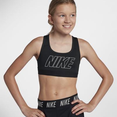 Nike Girls Pro Classic Graphic Sports Bra - Black/White - Tennisnuts.com