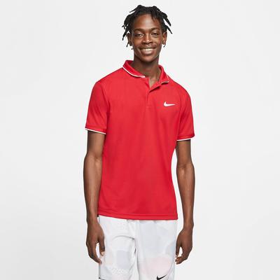 Nike Mens Dri-FIT Tennis Polo - Gym Red/White