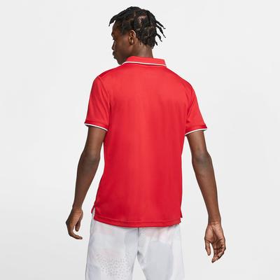 Nike Mens Dri-FIT Tennis Polo - Gym Red/White
