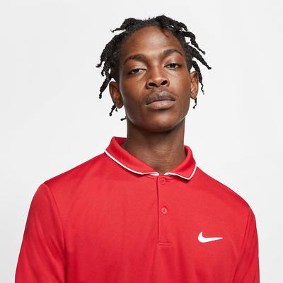Nike Mens Dri-FIT Tennis Polo - Gym Red/White