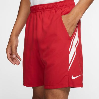 Nike Mens Dri-FIT 9 Inch Tennis Shorts - Gym Red/White - main image