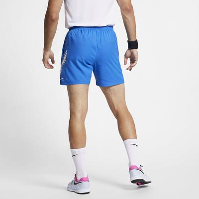 Nike Mens Dri-FIT 7 Inch Tennis Shorts - Signal Blue/White