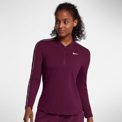 Nike Womens Dry 1/2 Zip Longsleeve Tennis Top - Bordeaux Red - main image