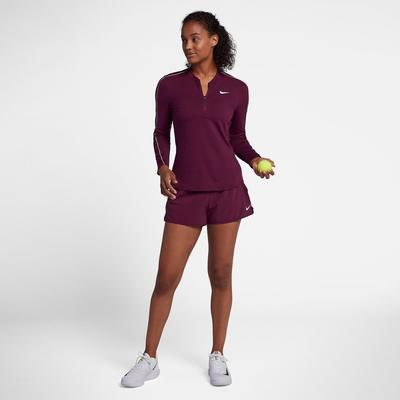 Nike Womens Dry 1/2 Zip Longsleeve Tennis Top - Bordeaux Red - main image