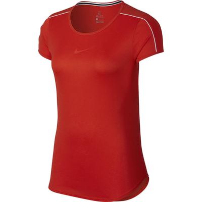 Nike Womens Dry Tennis Top - Habanero Red/White - main image