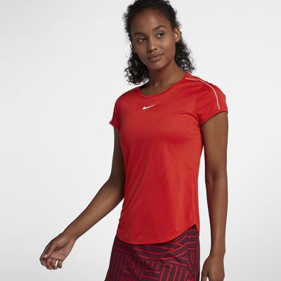 Nike Womens Dry Tennis Top - Habanero Red/White - main image
