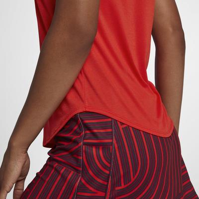 Nike Womens Dry Tennis Top - Habanero Red/White - main image