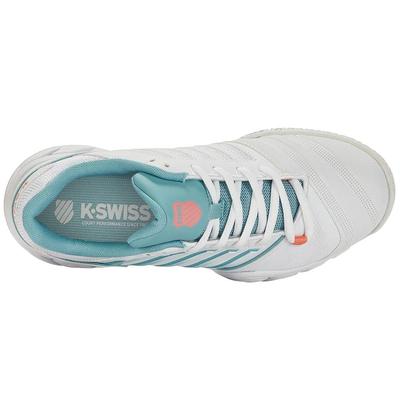 K-Swiss Womens Bigshot Light 4 Omni Tennis Shoes - White/Nile Blue