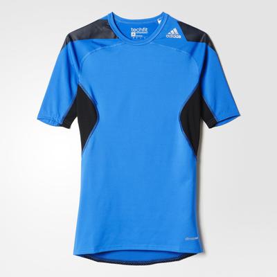 Adidas Mens Techfit Cool Short Sleeve Top - Blue/Black - main image