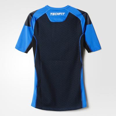 Adidas Mens Techfit Cool Short Sleeve Top - Blue/Black - main image