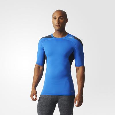 Adidas Mens Techfit Cool Short Sleeve Top - Blue/Black - main image