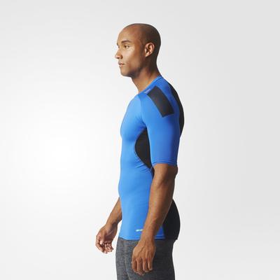 Adidas Mens Techfit Cool Short Sleeve Top - Blue/Black - main image