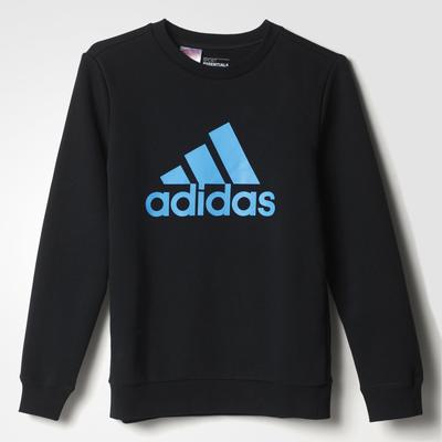 Adidas Boys Essentials Logo Crew Sweatshirt - Black/Solar Blue