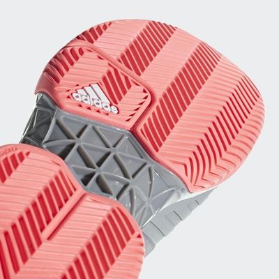 Adidas Mens Barricade Code Boost 2018 Tennis Shoes - Matte Silver/Scarlet